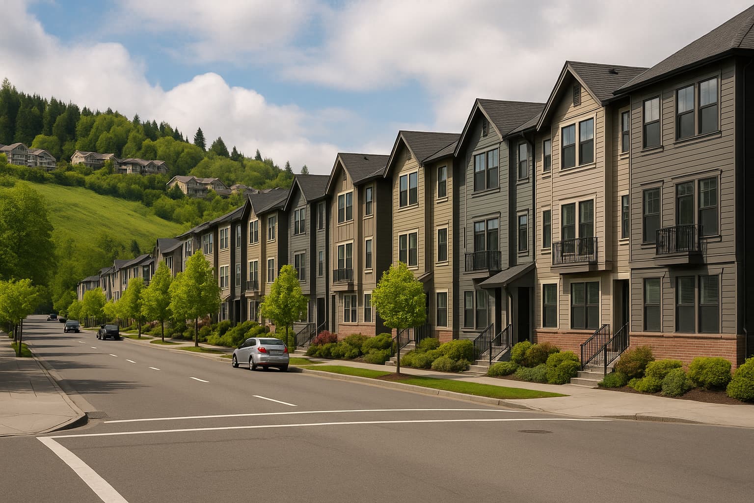 Issaquah Highlands master-planned neighborhood with Cascade Mountain backdrop